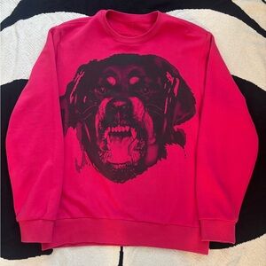 Givenchy Light Red Rottweiler Dog Graphic Crewneck (Ripped Tag)